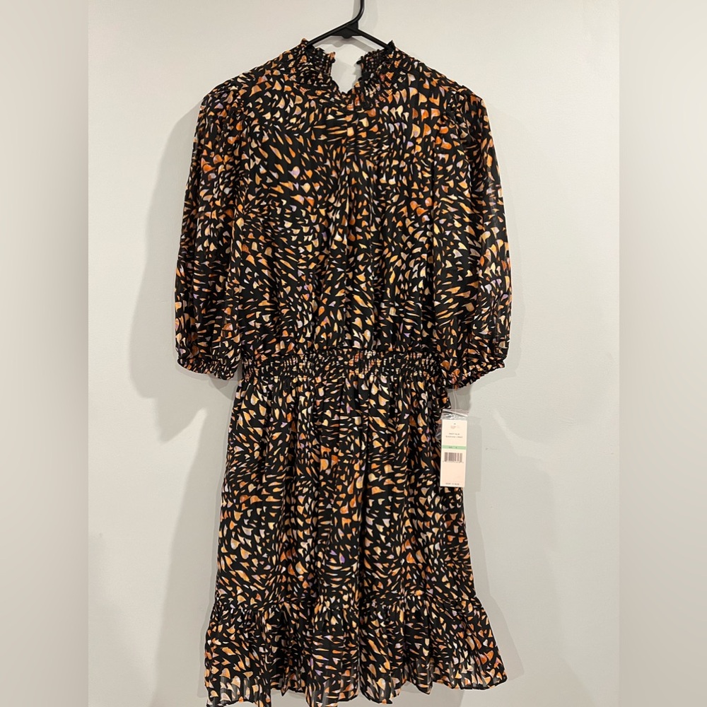 Black and orange smocked dress size 8